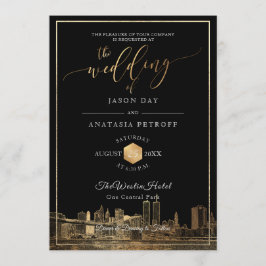 Convites PixDezines NYC Skyline/Faux Gold/DIY