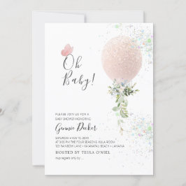 Convites PixDezines Oh Baby Bochecha Rosa Baby Chá de Bebê
