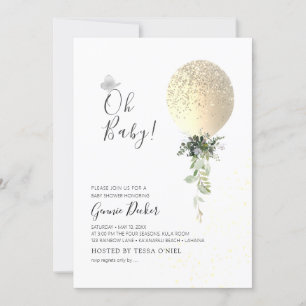 Convites PixDezines Oh Chá de fraldas de Balões de Bebê