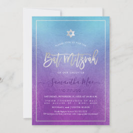 Convites PixDezines Ombre Deep Blue Sea Bat Mitzvah