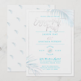 Convites PixDezines Palmas Azuis e Prateadas, Festa de Noiv