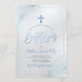 Convites PixDezines Palmas Prateadas Batismo