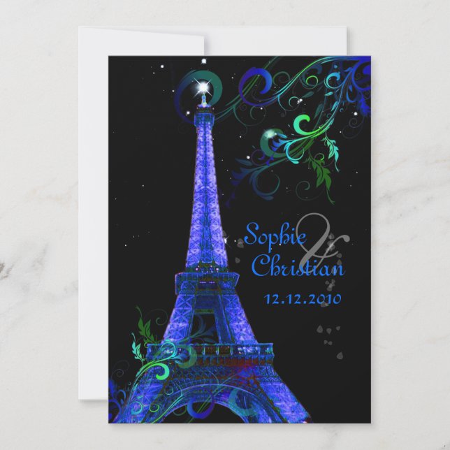 Convites PixDezines Paris à la Nuit, torre Eiffel (Frente)