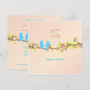 Convites PixDezines Pássaros de Amor/AZUL/FUNDO DIY