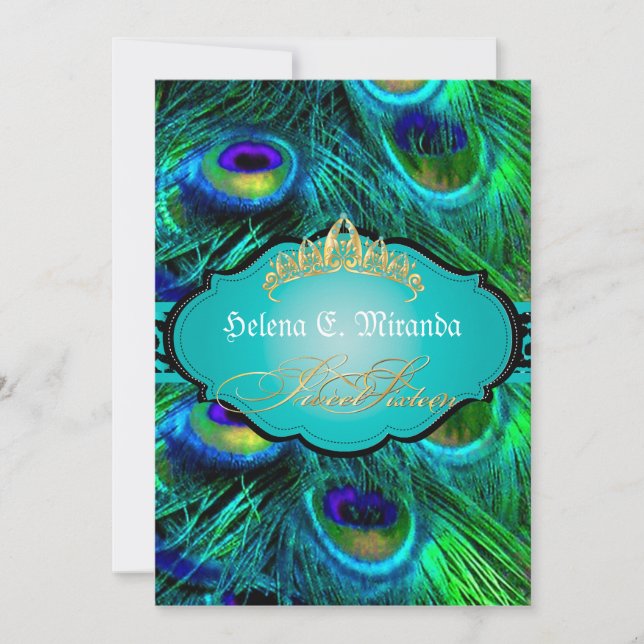 Convites PixDezines pavão+chita/doce dezesseis (Frente)