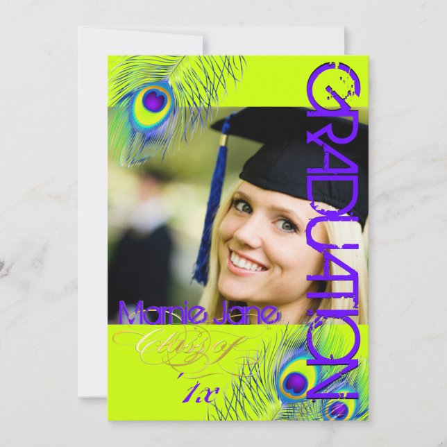 Convites PixDezines Peacock, 2013 Graduação/Diy background (Frente)