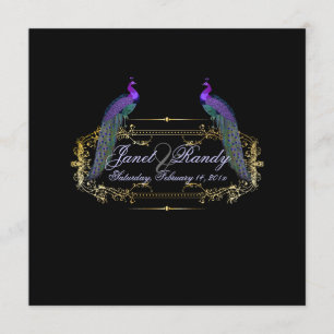 Convites PixDezines Peacock, filigree+swirls/DIY color