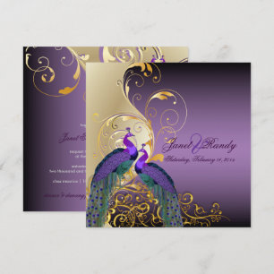 Convites PixDezines PEACOCKS/PURPLE/DOURADO/FILIGREE/SWILS