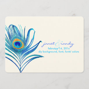 Convites PixDezines pena de pavão aqua/DIY cor