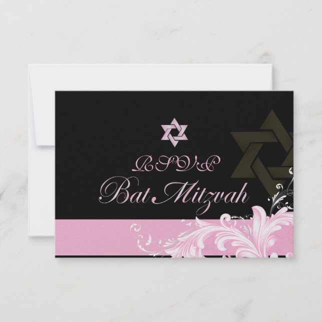 Convites PixDezines pinheiros rosa/Bat Mitzvah (Frente)