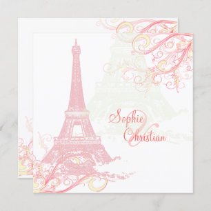 Convites PixDezines PINK LA TOUR EIFFEL+SWIRLS