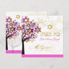 Convites PixDezines PINK TREE OF LIFE BAT MITZVAH CONVIDA