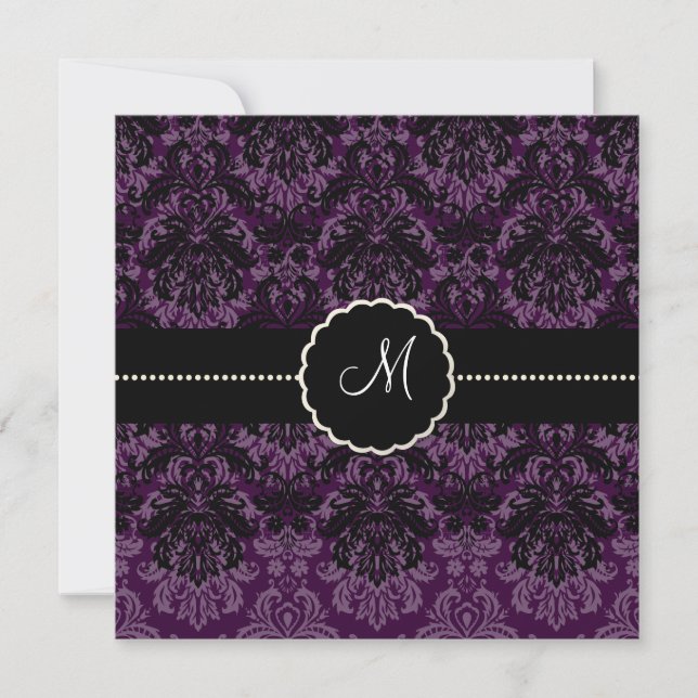 Convites PixDezines Piqué, Damask / Veludo Preto+Violeta (Frente)