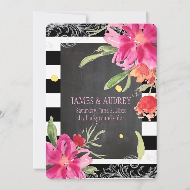 Convites PixDezines quadro de giz / flor de maio / aquarela (Frente)