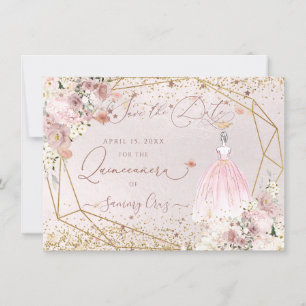 Convites PixDezines Quinceanera Blush Pink Salvar Data