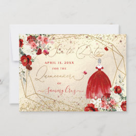 Convites PixDezines Quinceanera Red Gown Salve a Data