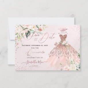 Convites PixDezines Quinceanera Salve o Dia Rosa Dourado