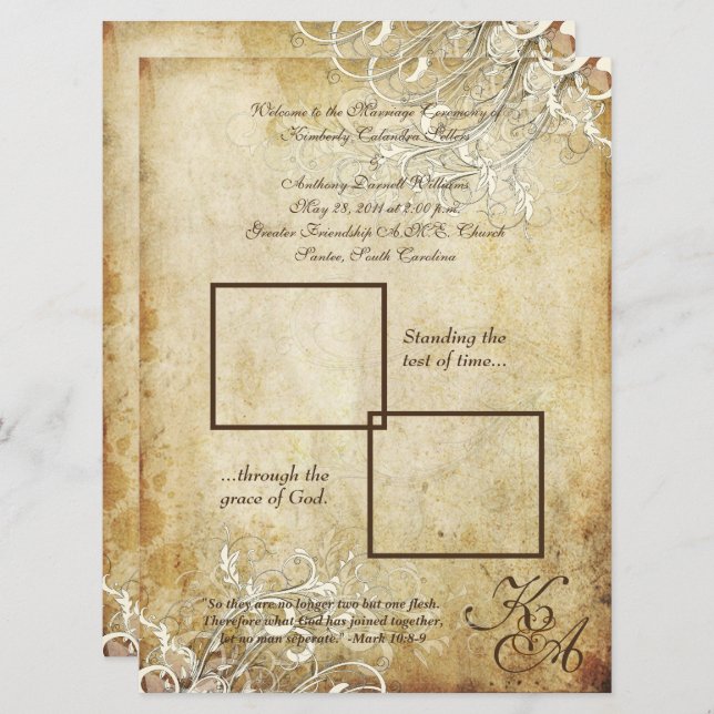 Convites PixDezines redemoinhos de creme vintage (Frente/Verso)