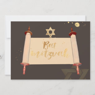 Convites PixDezines rolo da torá vintage bat mitzvah