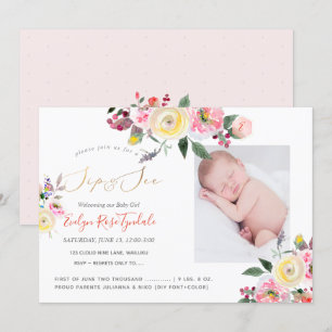 Convites PixDezines Rosas Amarelas Pastel Aquarela Sip+See