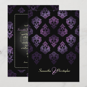 Convites PixDezines Rossellini Damask, Lavanda/Preto