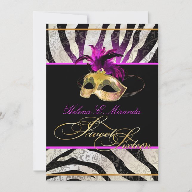 Convites PixDezines Rossi 16 Mascarada/cor DIY!! (Frente)