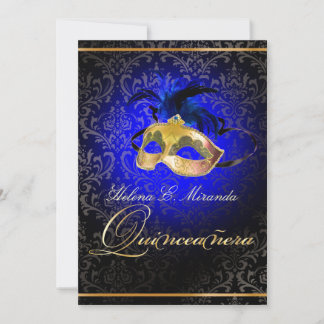 Convites PixDezines Rossi Damask/Mascarada/DIY/sapphire