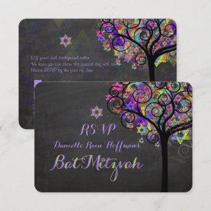 Convites PixDezines rsvp árvore da vida Bat Mitzvah