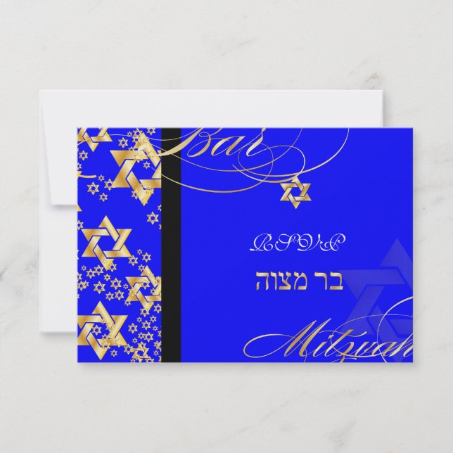 Convites PixDezines rsvp, cor de fundo do Bar Mitzvah/DIY (Frente)