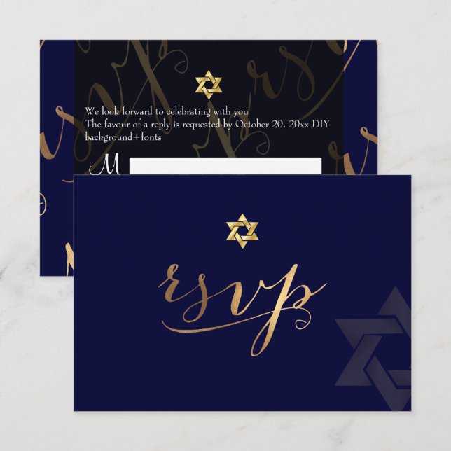 Convites PixDezines rsvp DIY color, Bar Mitzvah (Frente/Verso)