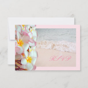 Convites PixDezines RSVP FLOR DE PLUMERIA ROSA/PRA