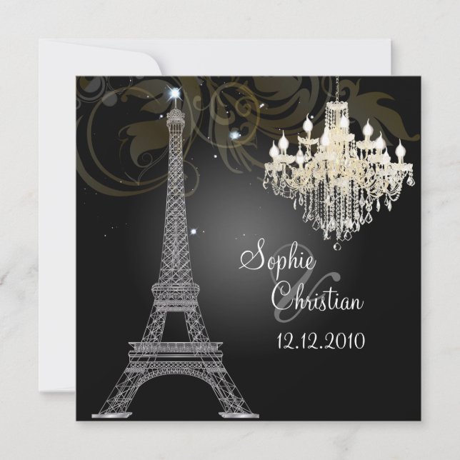 Convites PixDezines SILVER EIFFEL+CRYSTAL CHANDELIER (Frente)