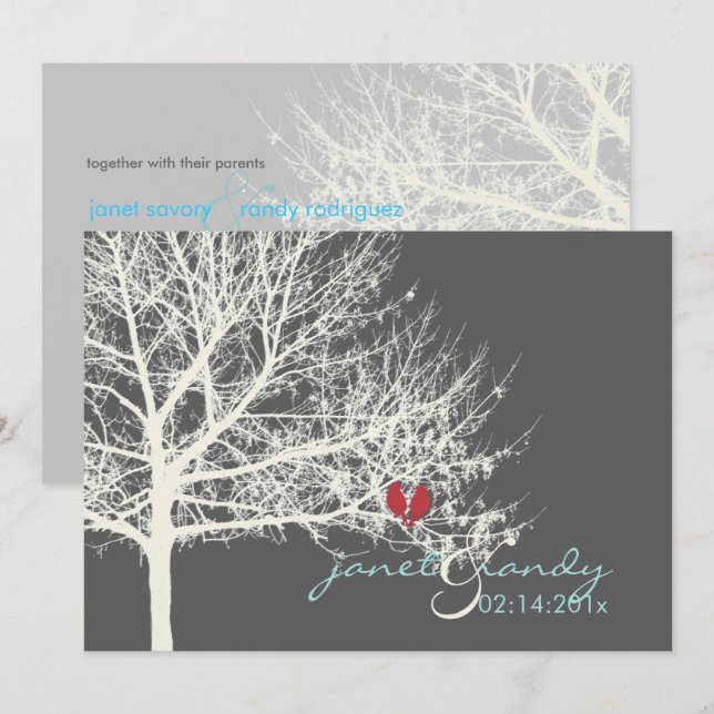 Convites PixDezines SNOW BIRDS/WINTER/DIY cores (Frente/Verso)