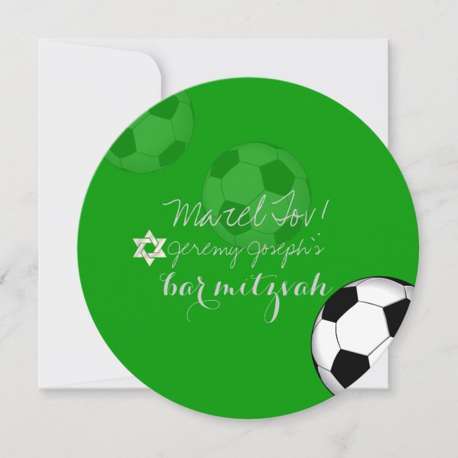 Convites PixDezines Soccer Mitzvah/cor DIY (Frente)