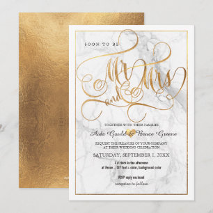 Convites PixDezines Sr. Faux Rico Script+Marble Dourado