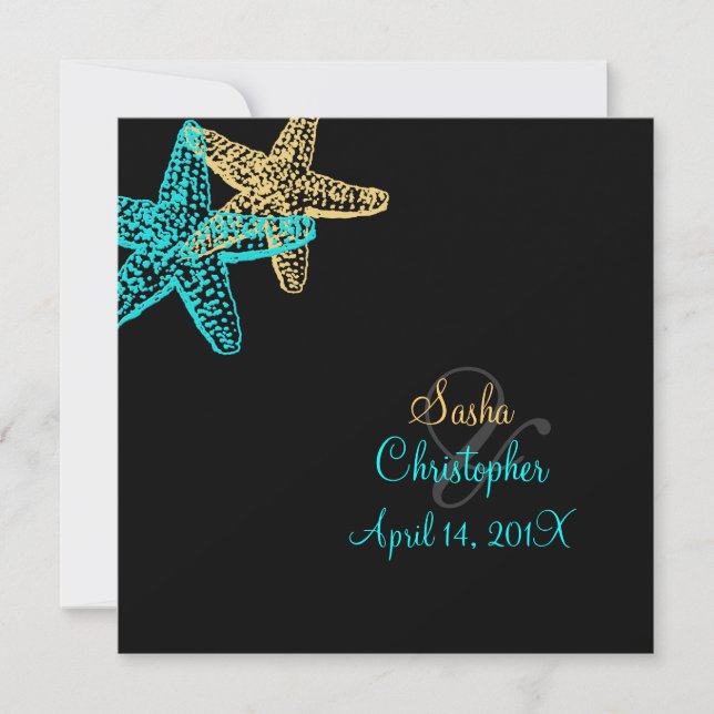 Convites PixDezines Starfish/Beach Invitations/DIY color! (Frente)