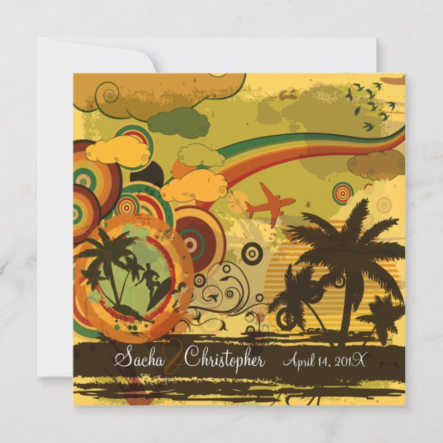 Convites PixDezines Surfistas Retro, eventos de destino (Frente)