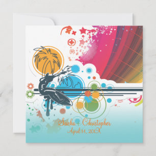 Convites PixDezines Surfistas Retro, eventos de destino