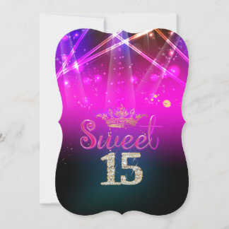 Convites PixDezines Sweet 15, Luzes Laser/Luzes Neon