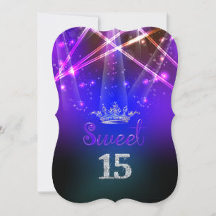 Convites PixDezines Sweet 15, Luzes Laser/Luzes Neon