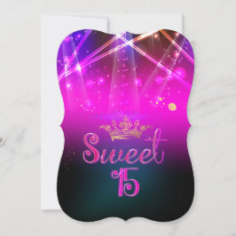 Convites PixDezines Sweet 15, Luzes Laser/Luzes Neon
