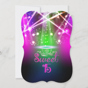 Convites PixDezines Sweet 15, Luzes Laser/Luzes Neon