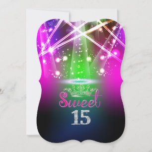 Convites PixDezines Sweet 15, Luzes Laser/Luzes Neon