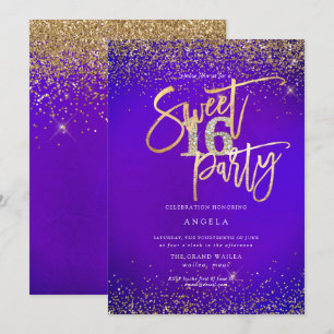 Convites PixDezines Sweet 16 Diamond Brilhos Ultra Violeta