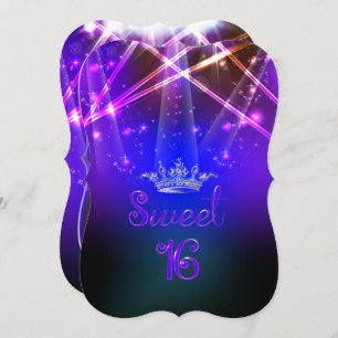 Convites PixDezines Sweet 16, Luzes Laser/Luzes Neon