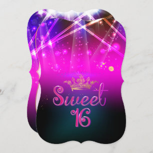 Convites PixDezines Sweet 16, Luzes Laser/Luzes Neon