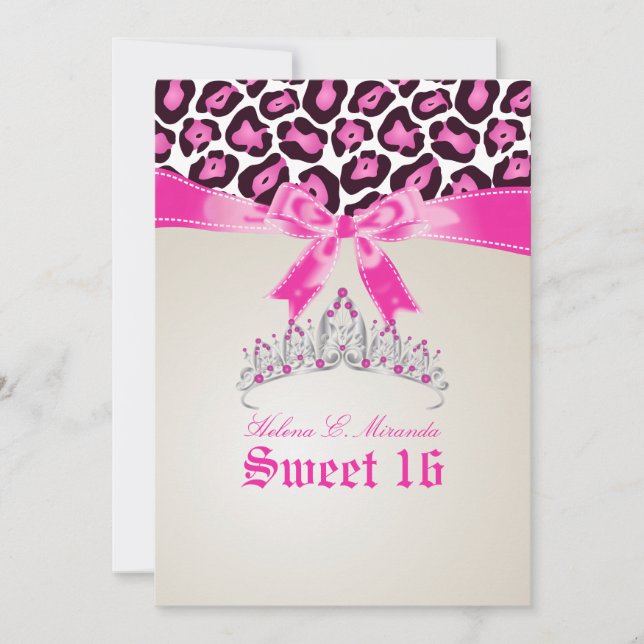 Convites PixDezines Sweet 16/ onça-pintada rosa (Frente)