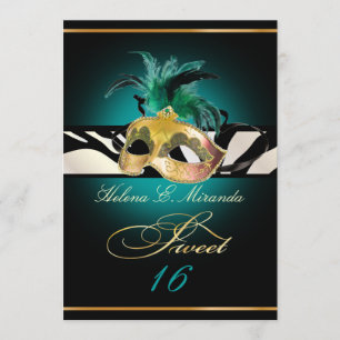 Convites PixDezines Sweet 16/teal Zebra/DIY cor!!