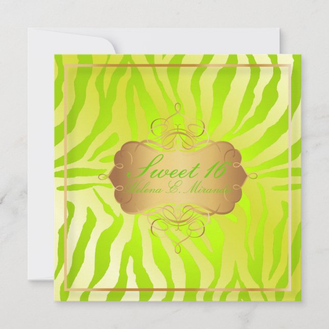 Convites PixDezines Sweet 16/Zebra Stripes (Frente)