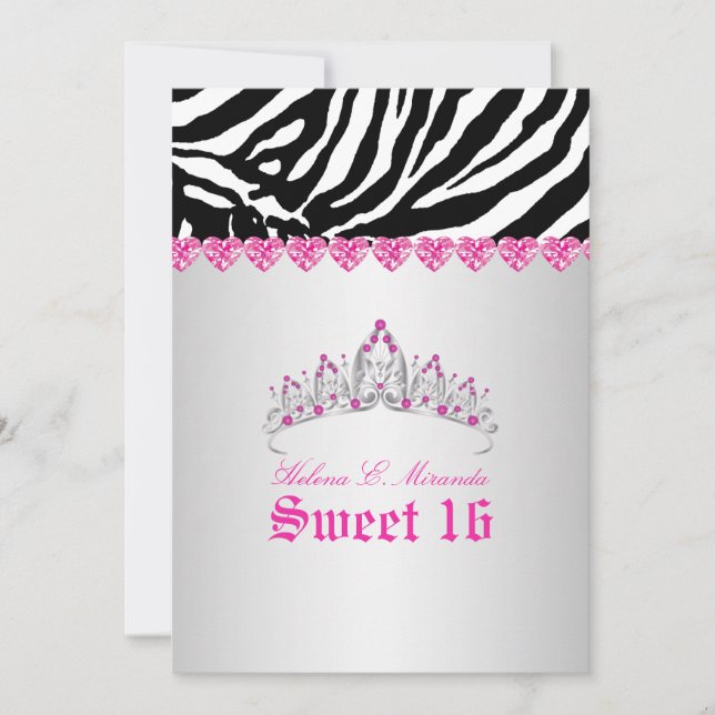Convites PixDezines Sweet 16/Zebra Stripes (Frente)